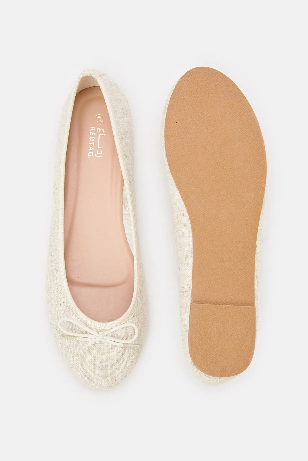 Women Beige Bow Ballerina