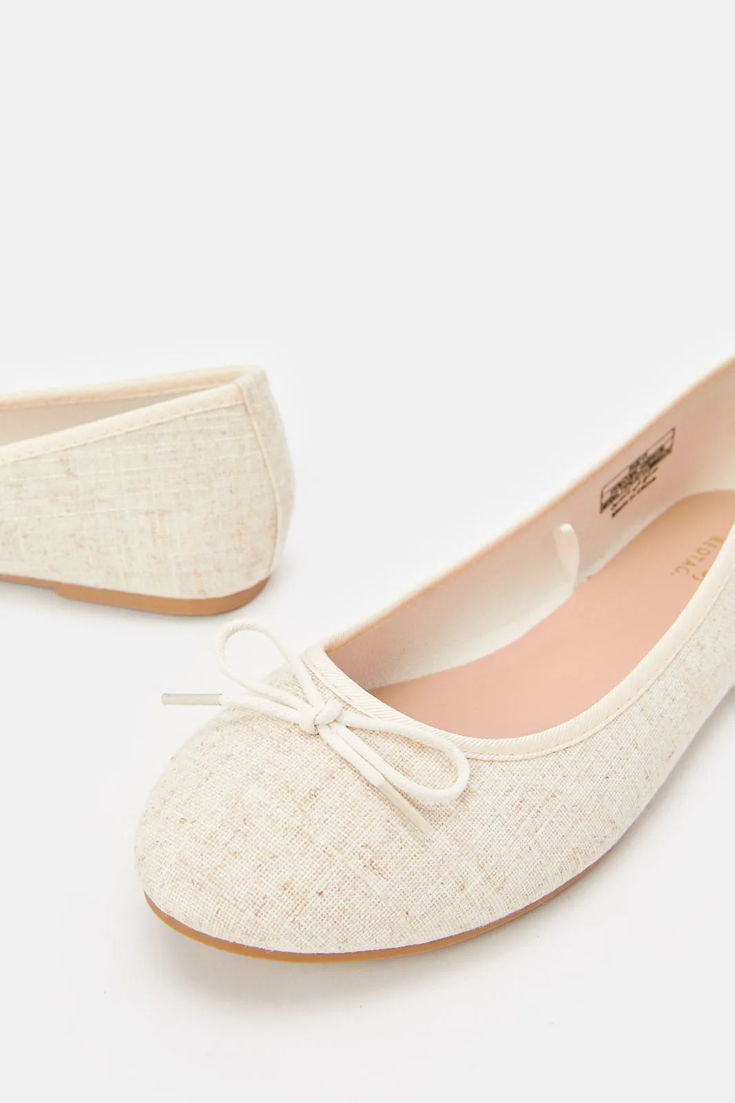 Women Beige Bow Ballerina