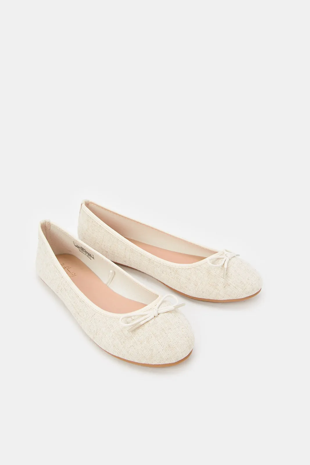Women Beige Bow Ballerina