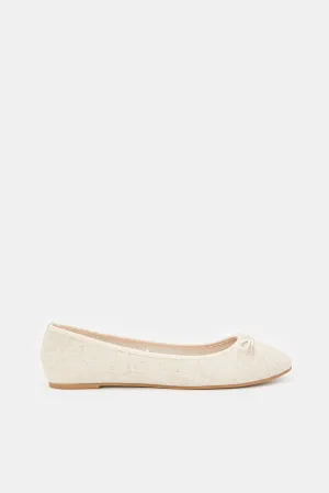 Women Beige Bow Ballerina