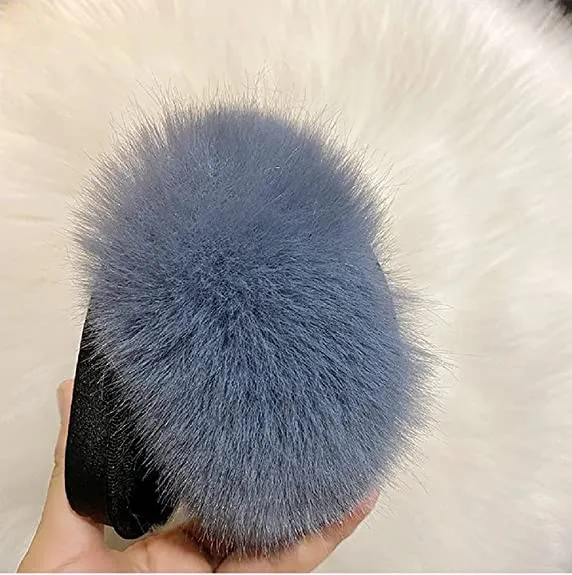 Women Fluffy Plush Lightweight House Slippers Open Toe Outdoor Slippers