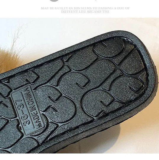 Women Fluffy Plush Lightweight House Slippers Open Toe Outdoor Slippers