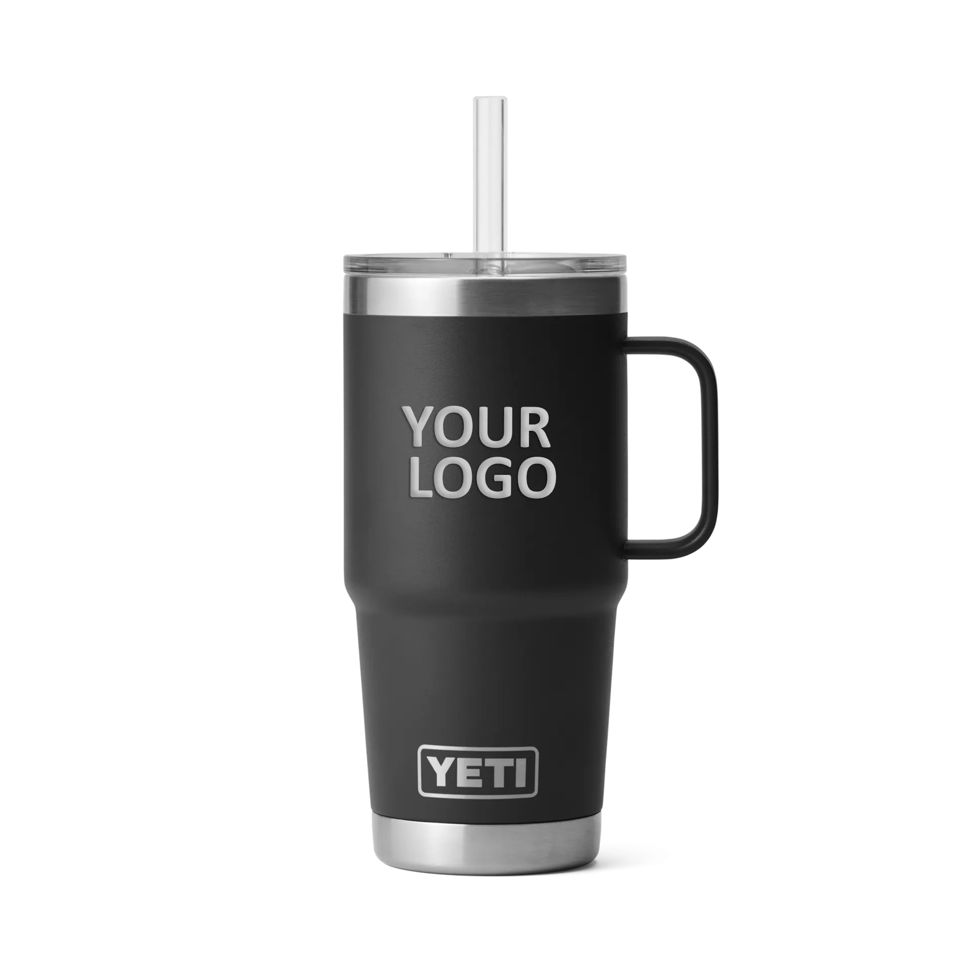 Yeti Rambler 25 Oz Custom Straw Mugs With Straw Lid, Black