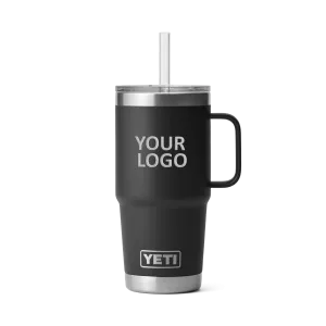 Yeti Rambler 25 Oz Custom Straw Mugs With Straw Lid, Black
