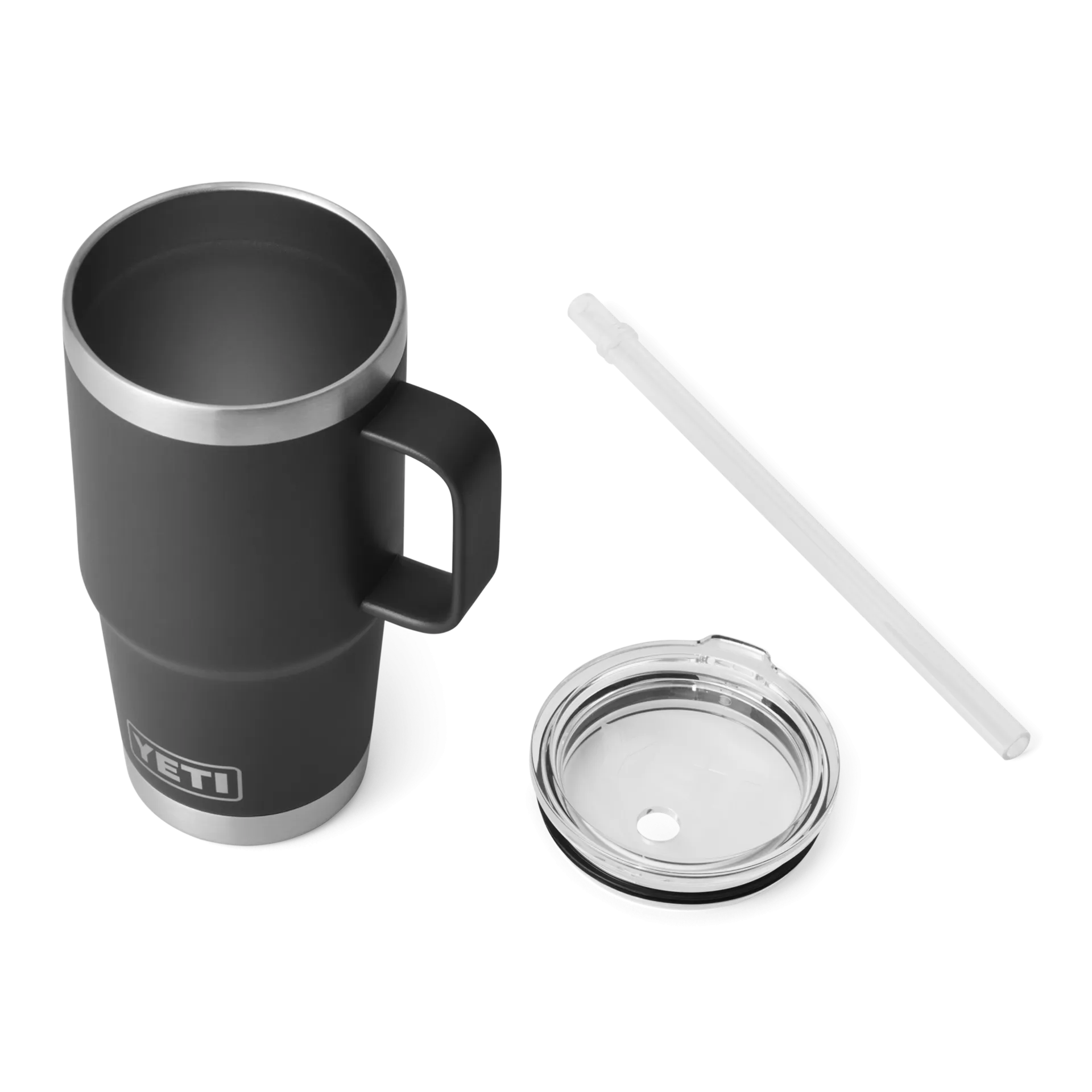 Yeti Rambler 25 Oz Custom Straw Mugs With Straw Lid, Black